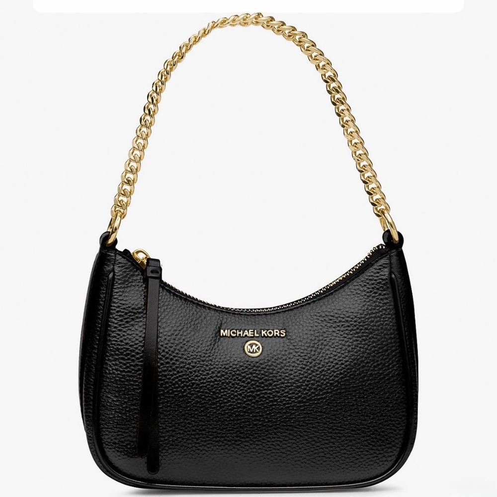 MICHAEL KORS Jet Set Charm Small Pebbled Leather Pochette - Black